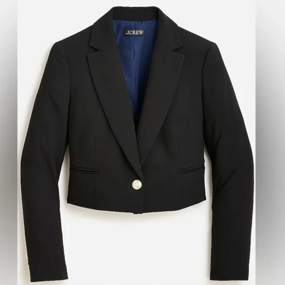 J.Crew Cropped City Crepe Blazer with Gold Button – Size 12 - NWT